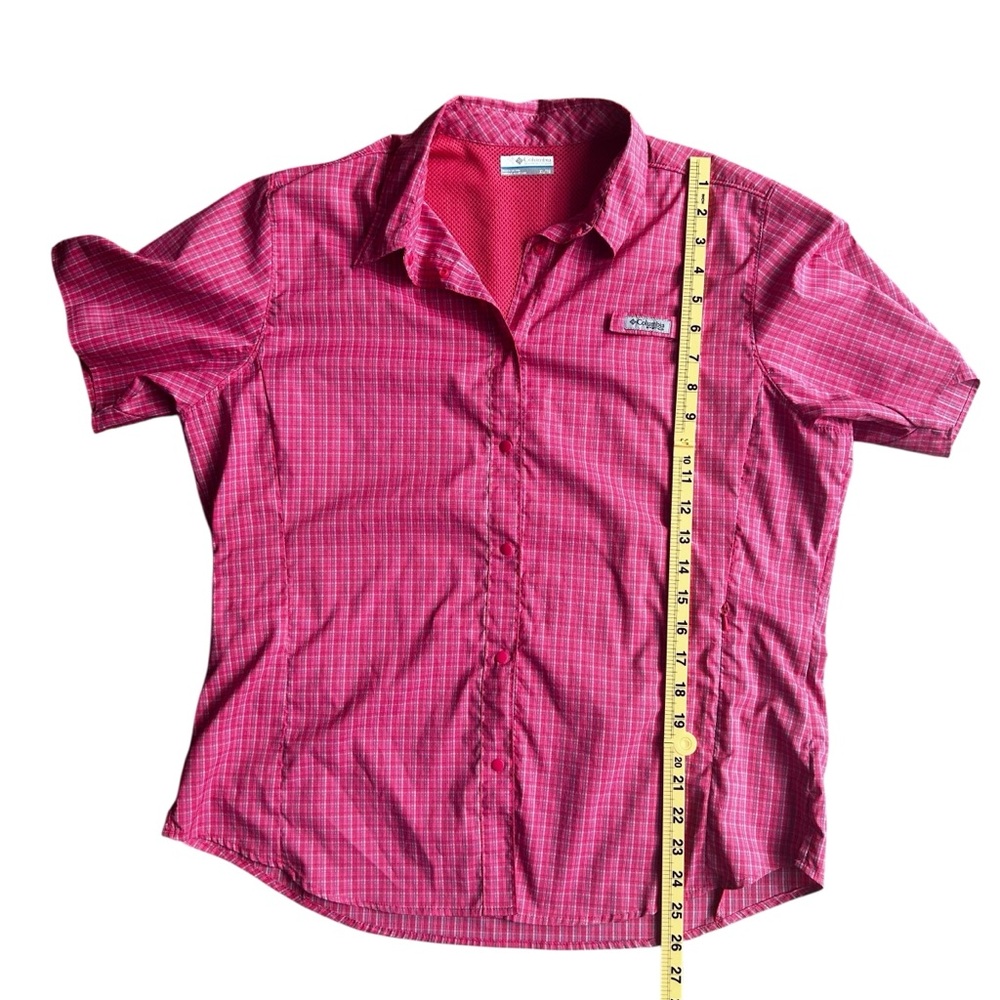 Columbia PFG Omni-Shade Pink Plaid Short Sleeve Fishing Shirt XL - Picture 5 of 16